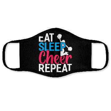 Discover Eat Sleep Cheer Repeat Funny Cheerleader Cheering Face Masks