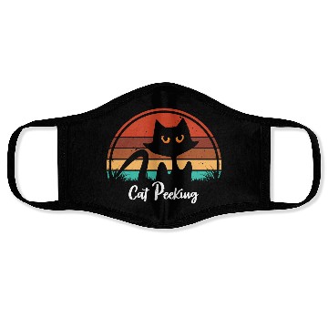 Discover Black cat vintage sunset retro design Face Masks
