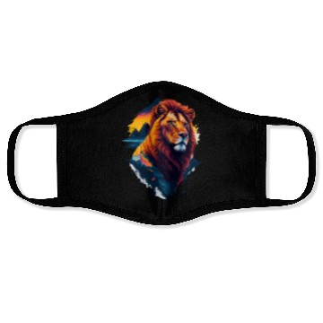Discover Abstract Lion illustration Face Masks