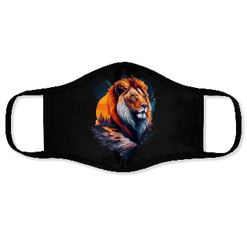 Discover Abstract Lion illustration Face Masks