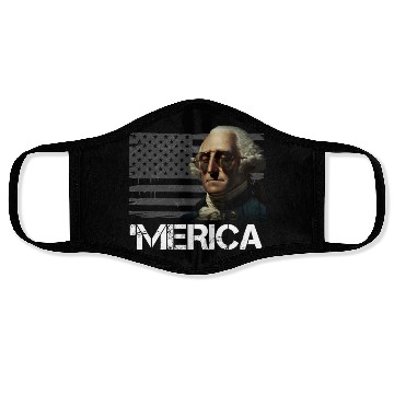 Discover Merica George Washington Independence Day USA Face Masks