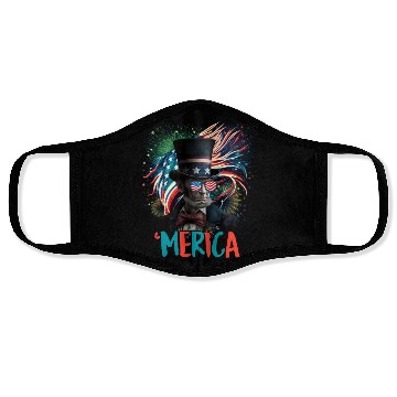 Discover Merica Lincoln Independence Day Party 4th July Face Masks