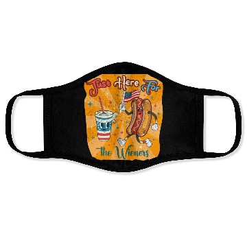Discover I'm Just Here For The Wieners Cartoon Hot Dog 4Th Face Masks