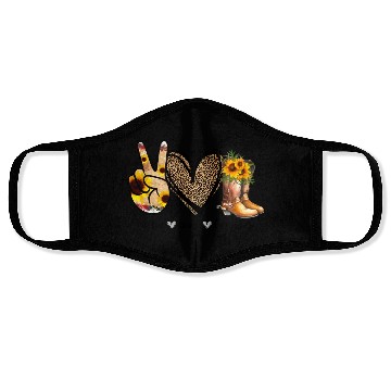 Discover Sunflower Peace Love Country Cowgirl Midwest Boot Face Masks