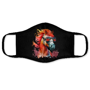 Discover Watercolor Cute Horse Superstar Horse Head Ai Art Face Masks