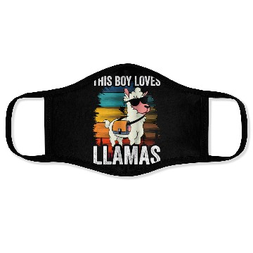 Discover This Boy Loves Llamas Animal Llama Cute Sayings Face Masks