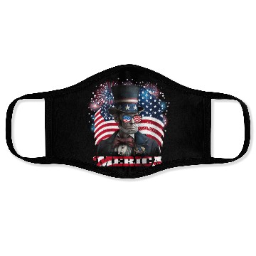 Discover Merica Lincoln Independence Day Party 4th July Face Masks
