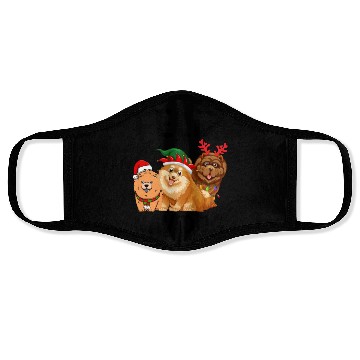 Discover Feliz Navidog Chow Chow Reindeer Christmas Light Face Masks