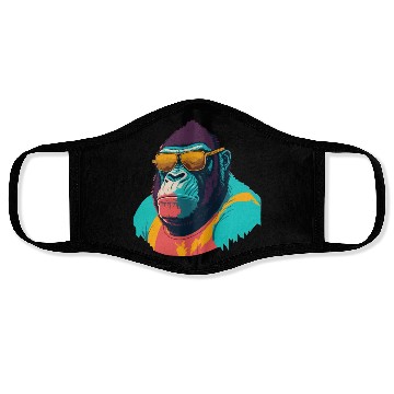 Discover Cool Gorilla with trendy sunglasses illustration Face Masks
