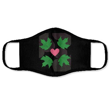 Discover Green Leaf Pink Heart Face Masks