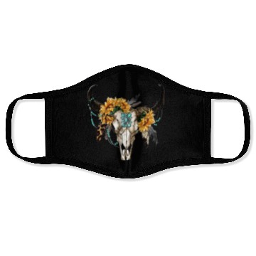 Discover Bull Skull And Sunflowers Face Masks