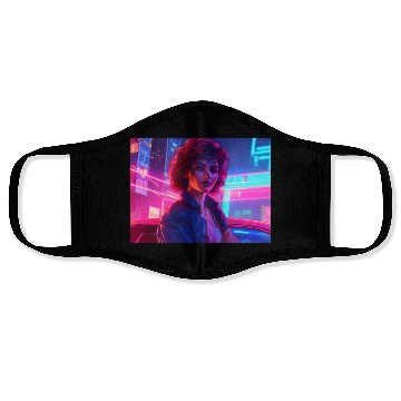 Discover Synthwave Girl - Nighttime Anime Car Delight Face Masks