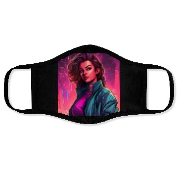 Discover Synthwave City Bloom - Neon Pink Cityscape Face Masks