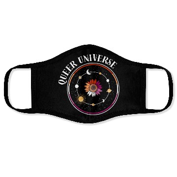 Discover LGBTQ Queer Universe, Lesbian Flag Sunflower Face Masks