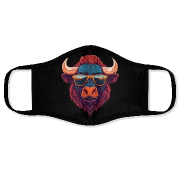 Discover Fashion forward trendy Buffalo illustration Face Masks