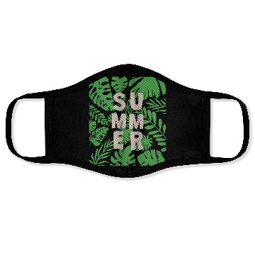 Discover leaf summer green in retro style Face Masks