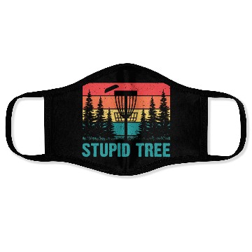 Discover Funny Disc Golf Stupid Tree Art Frisbee Face Masks