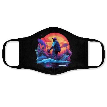 Discover Angler Sunset Neon Style Face Masks