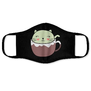Discover Mint Hot Cocoa Cat in Coffee Mug Face Masks