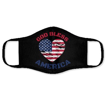 Discover God Bless America, Heart Flag Shape. Face Masks