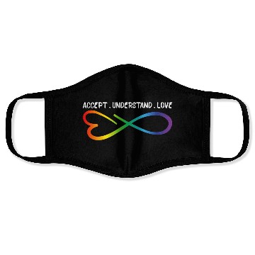 Discover Accept Understand Love Neurodiversity Infinity Aut Face Masks