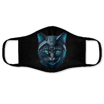 Discover Cyberpunk neon cat Face Masks