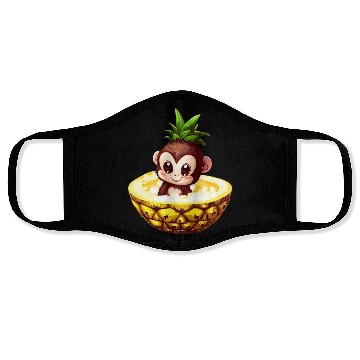 Discover Monkey Chimpanzee with Pineapple, Funny Tropical Face Masks