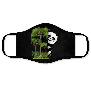 Discover panda bear in the forest Face Masks