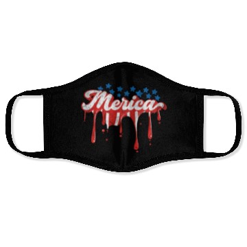 Discover Merica Us Flag Dripping 4th Of July Face Masks