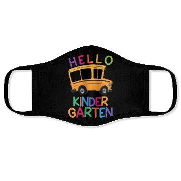 Discover hello kindergarten Face Masks print template school bus