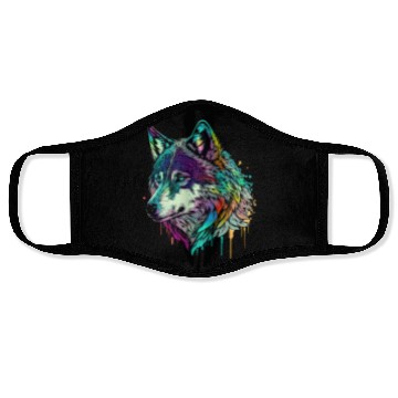 Discover Vibrant Psychedelic Wolf Illustration Face Masks