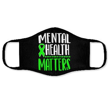 Discover Mental Health Awareness Ribbon Green Anxiety Depre Face Masks