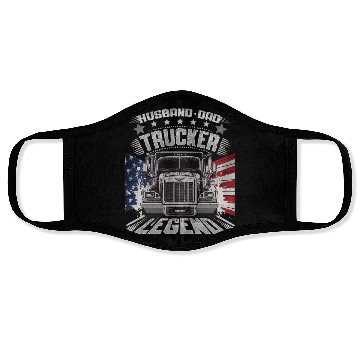 Discover Husband Dad Trucker Legend Face Masks