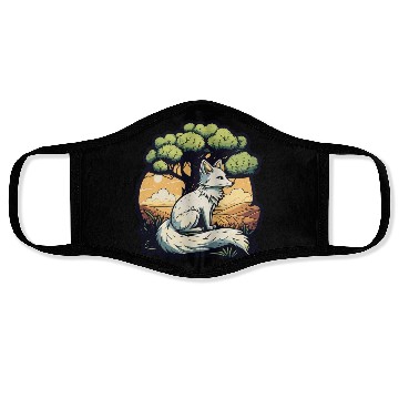 Discover Majestic Serenity: Fox Under the Tree Face Masks