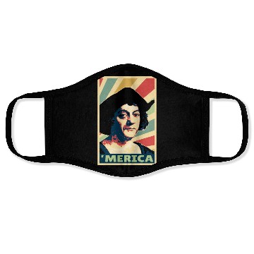 Discover Christopher Columbus Merica Vintage Colors Face Masks