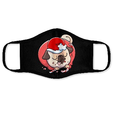 Discover Pug Elf Candy Cane Face Masks