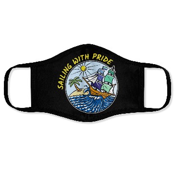 Discover LGBTQ Sailing Ship with Gay Flag, Family Vacation Face Masks