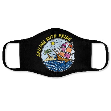 Discover LGBTQ Sailing Ship with Lesbian Flag, Vacation Face Masks