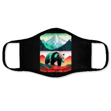 Discover Bear and Mountains Nature Art Face Masks