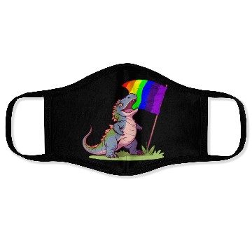 Discover Funny Dinosaur LGBT Community Pride Lesbian Gay Face Masks