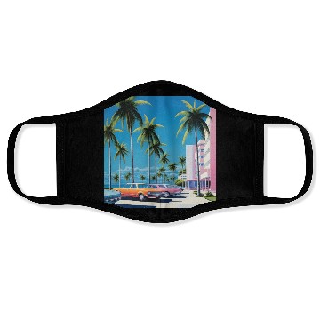 Discover 1980s Miami Beach Retro Hiroshi Nagai Face Masks