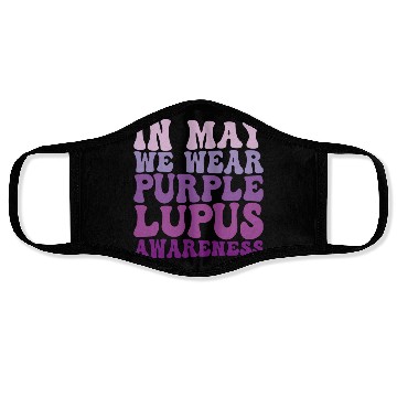 Discover In May We Wear Purple Lupus Awareness Month Groovy Face Masks