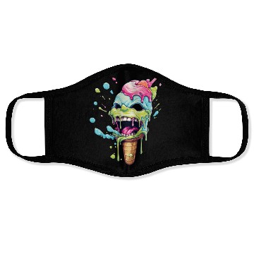 Discover Psycho ice cream smiling color splash Face Masks