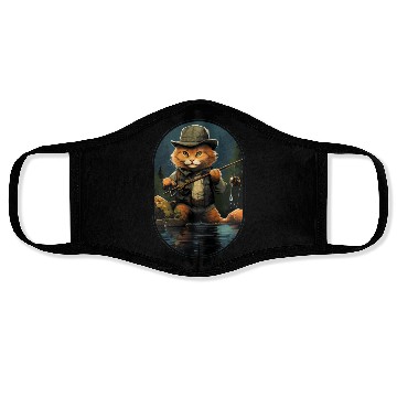 Discover Cat On Fish Cat Fisherman Face Masks