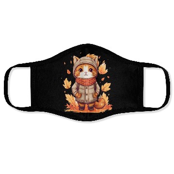 Discover Autumn Cat Nature Leaves Season Face Masks