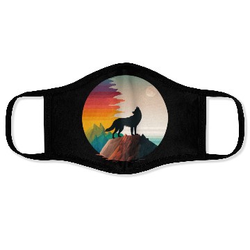 Discover LGBTQIA+ Majestic wolf on the mountain top Face Masks