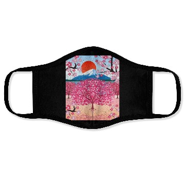 Discover Sunset Sakura Mountains Gift Cherry Blossoms Face Masks