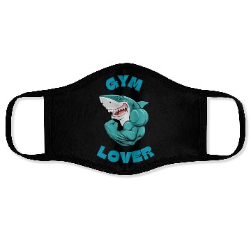 Discover Blue Illustrated Shark Gym Lover Face Masks