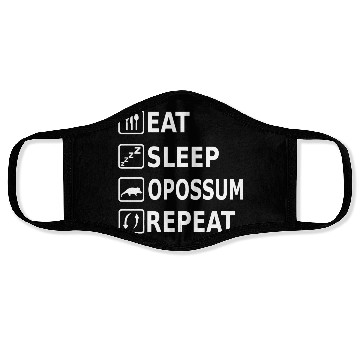 Discover Eat Sleep Opossum Repeat Funny Saying Animal Face Masks