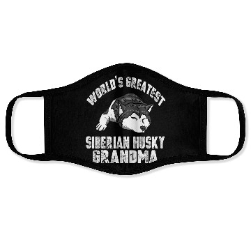 Discover Distressed Siberian Husky Grandma Face Masks